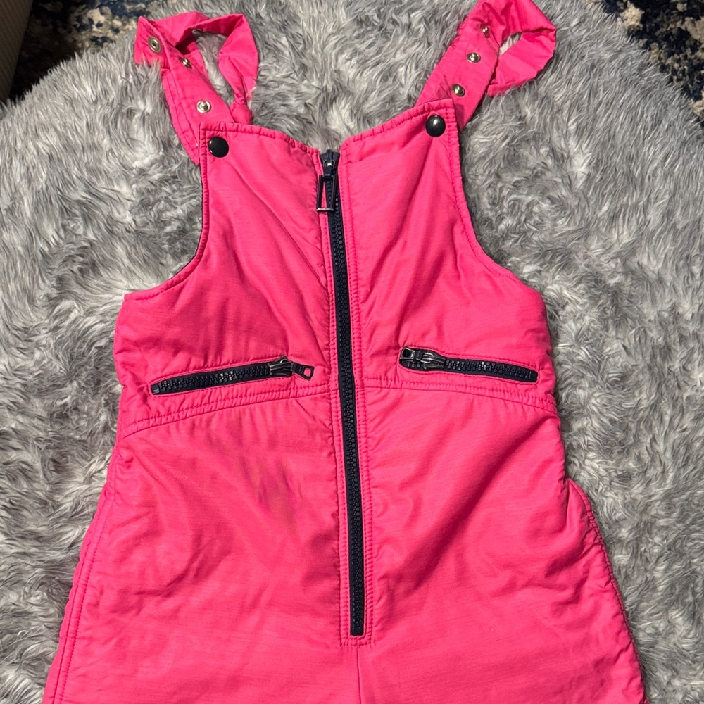 Vintage Hot Pink Women's Ski BiB with Zipper Detail